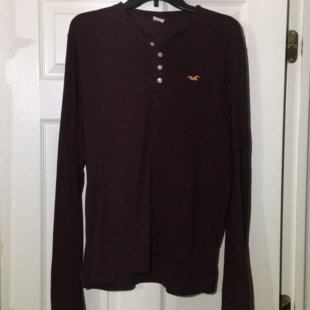 Hollister Burgundy Long Sleeve Mens L Maroon